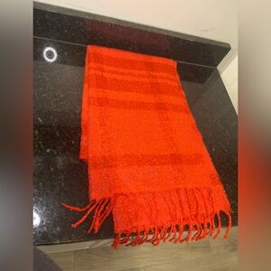 NWT Gap Cozy Coral Red Plaid Scarf Wrap